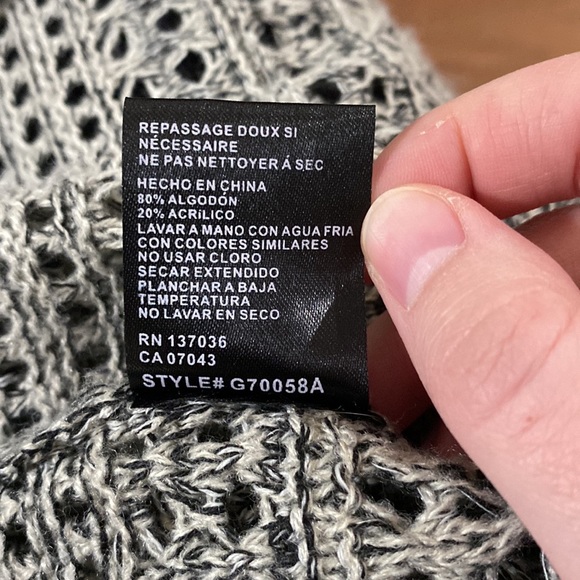 Paper Crane cotton blend open knit marled longline hooded cardigan size M - Picture 13 of 13